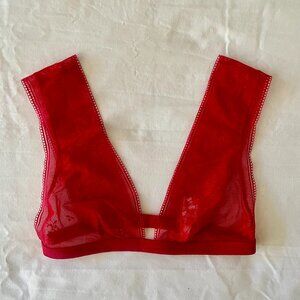 !Gorgeous! Eberjey Lace Plunge Bralette in Red (S)